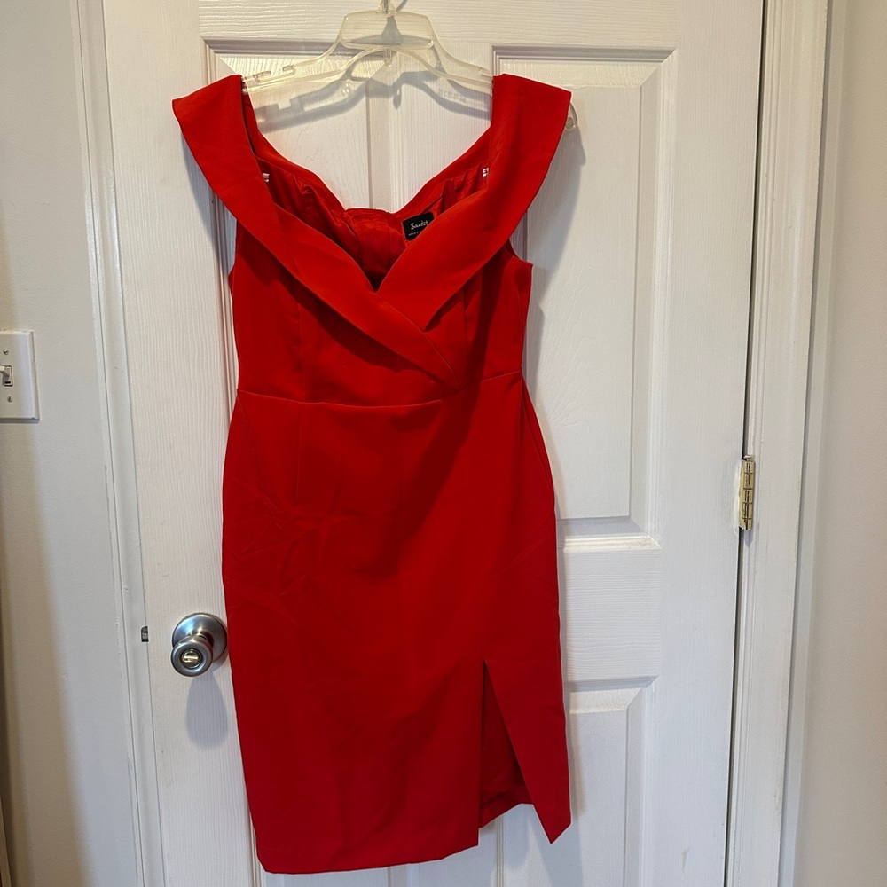 Off-the shoulder red dress